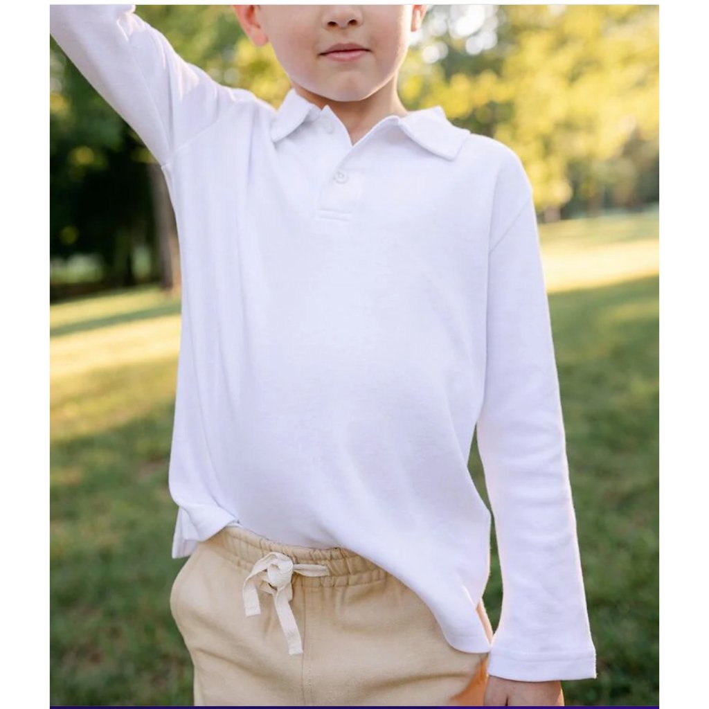 Nwt Little Paper Boat Kids Boys Size 5 Y White Cotton Long Sleeve Polo Shirt